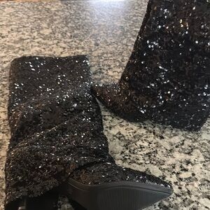 A NEW DAY Memory Foam Tall Sequins Boots Black NWT